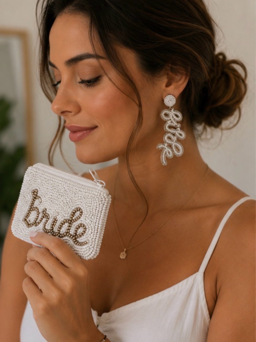 Tiny beaded bride purse